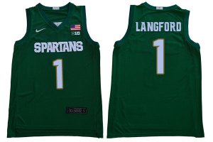 Men Michigan State Spartans NCAA #1 Joshua Langford Green Authentic Nike Stitched College Basketball Jersey QU32G04GJ